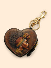 Afro-Elegance Heart Coin Pouch Bag Charm QR0HH022