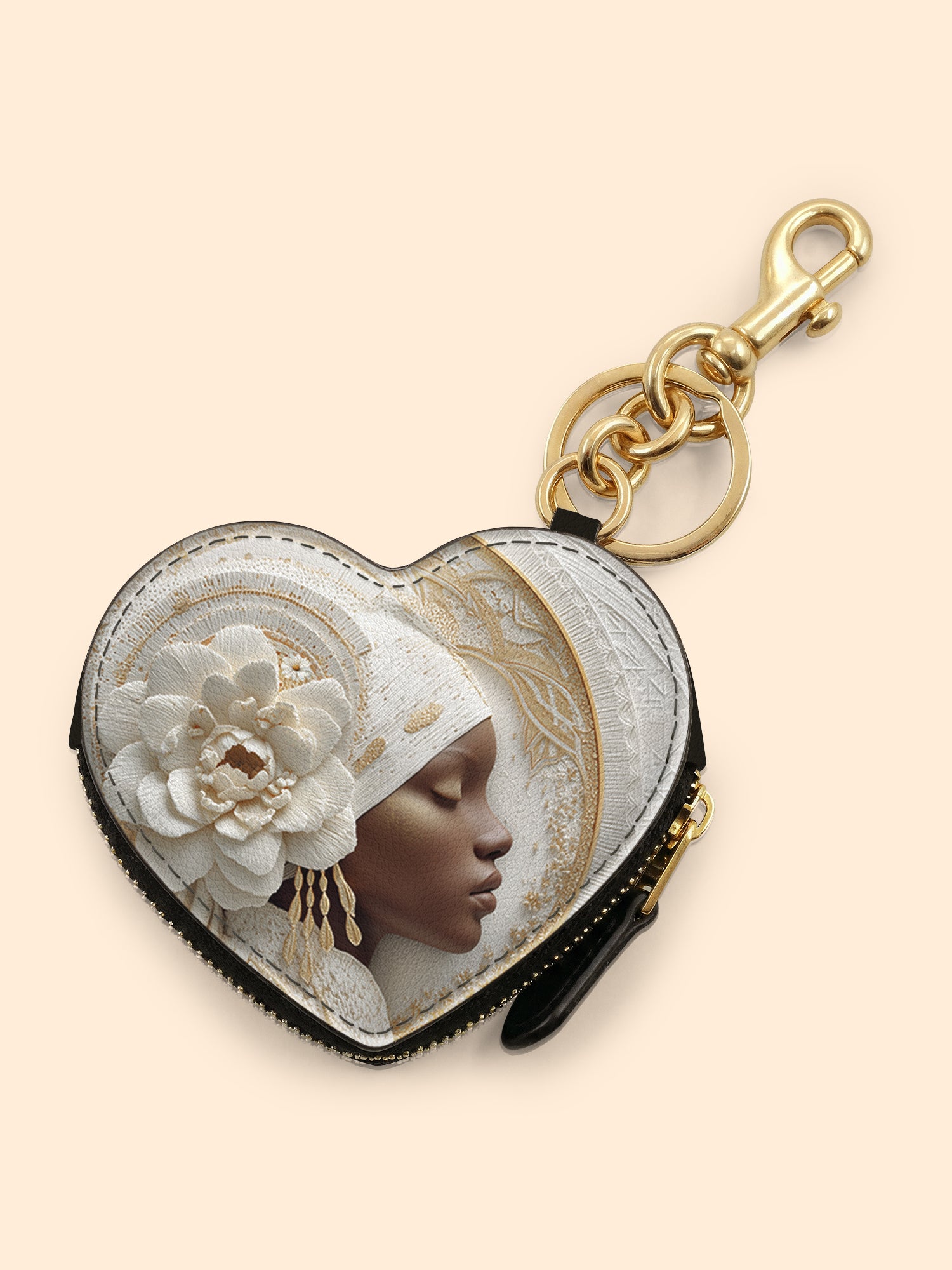 Blossom Goddess Heart Coin Pouch Bag Charm QR0TD319