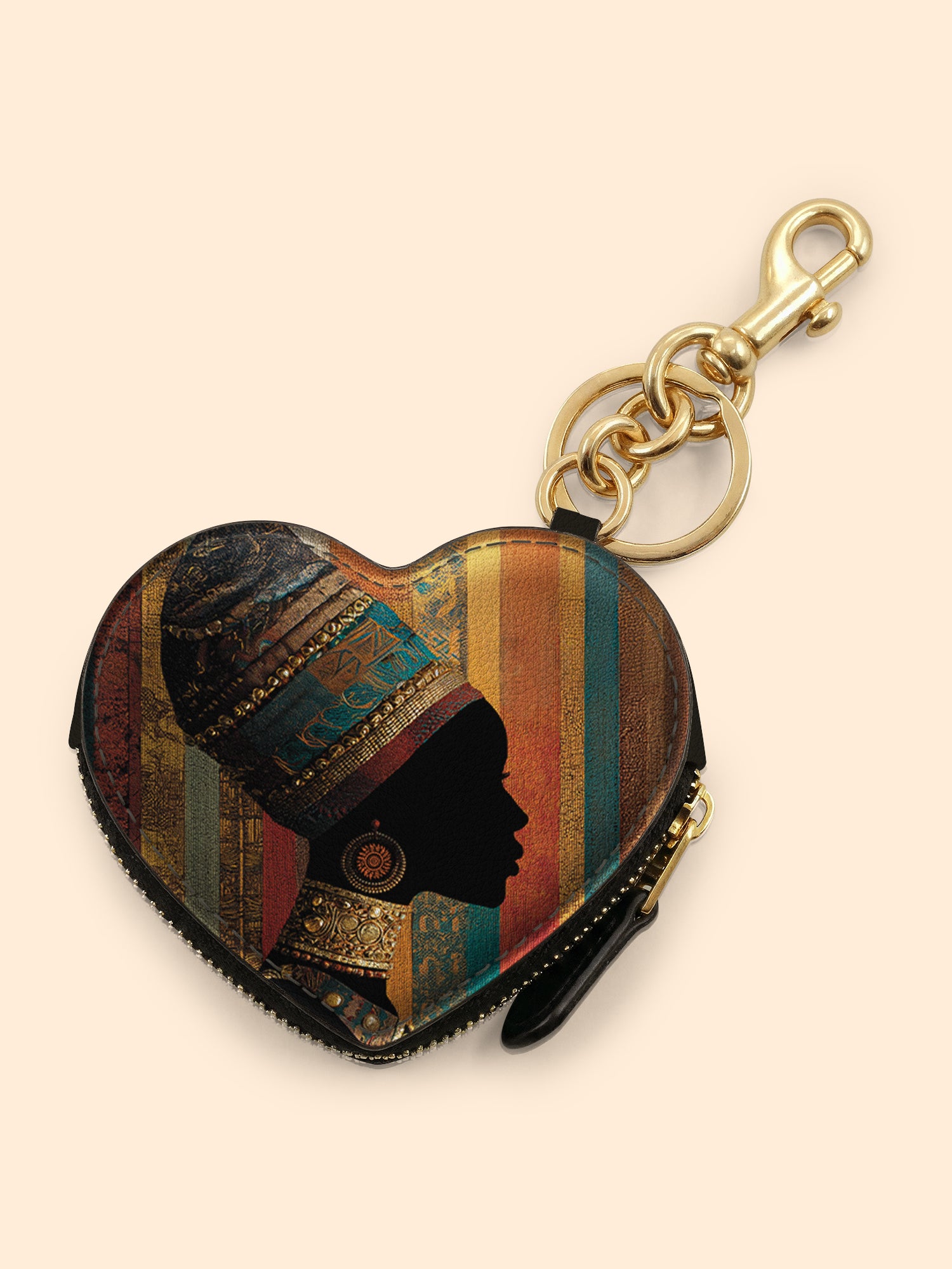 Brown Radiance Heart Coin Pouch Bag Charm QR0TV123