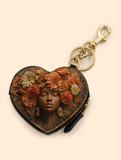 Afro Flora Heart Coin Pouch Bag Charm QR0TV027