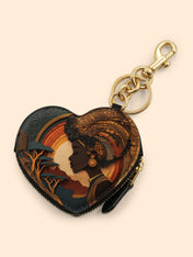 African Queen Essence Heart Coin Pouch Bag Charm QR0TD017
