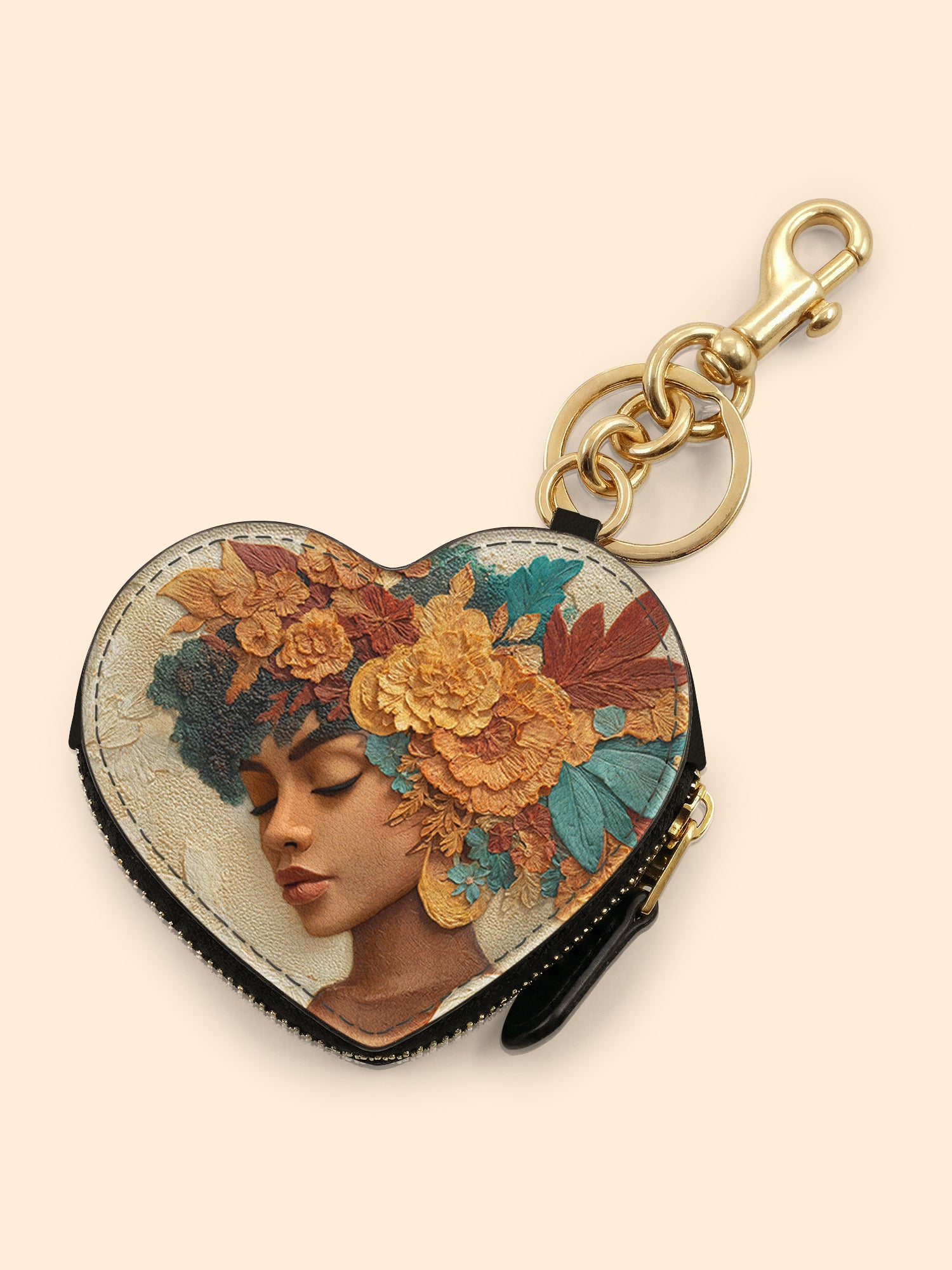 Autumn Radiance Heart Coin Pouch Bag Charm QR0HH074