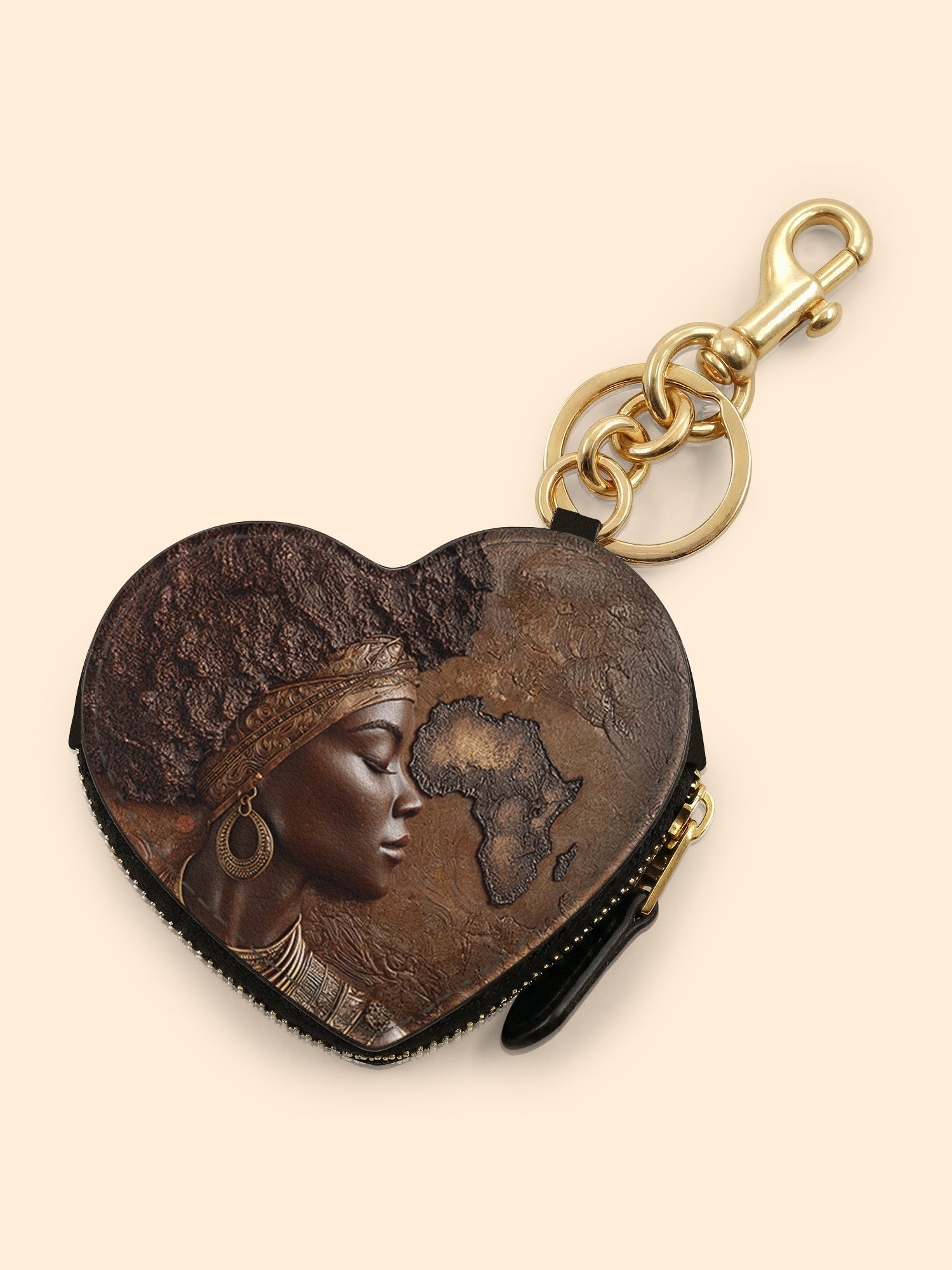 African Roots Heart Coin Pouch Bag Charm QR0TD157