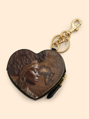 African Roots Heart Coin Pouch Bag Charm QR0TD157