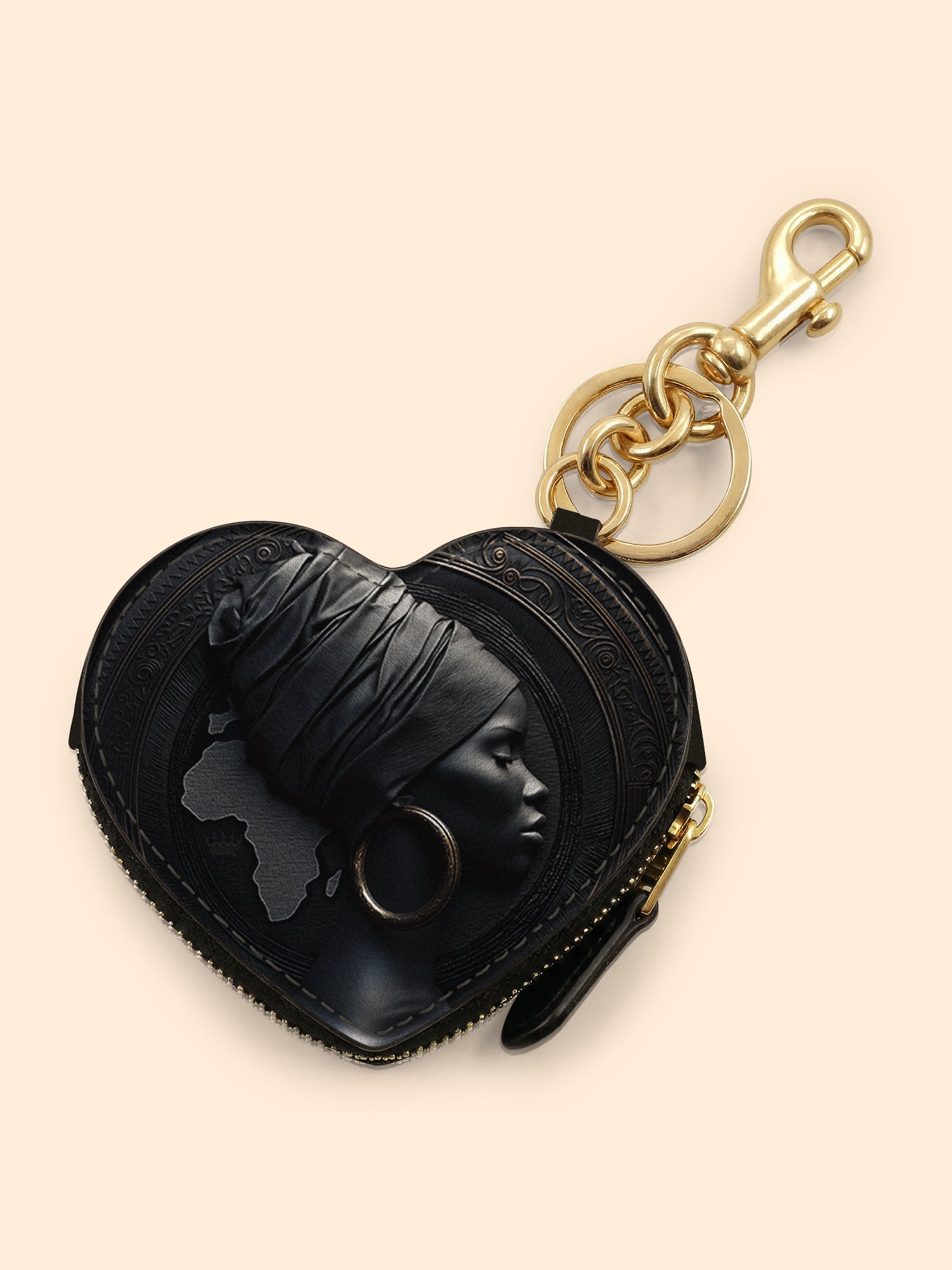 Pure Ebony Heart Coin Pouch Bag Charm QR0TD287