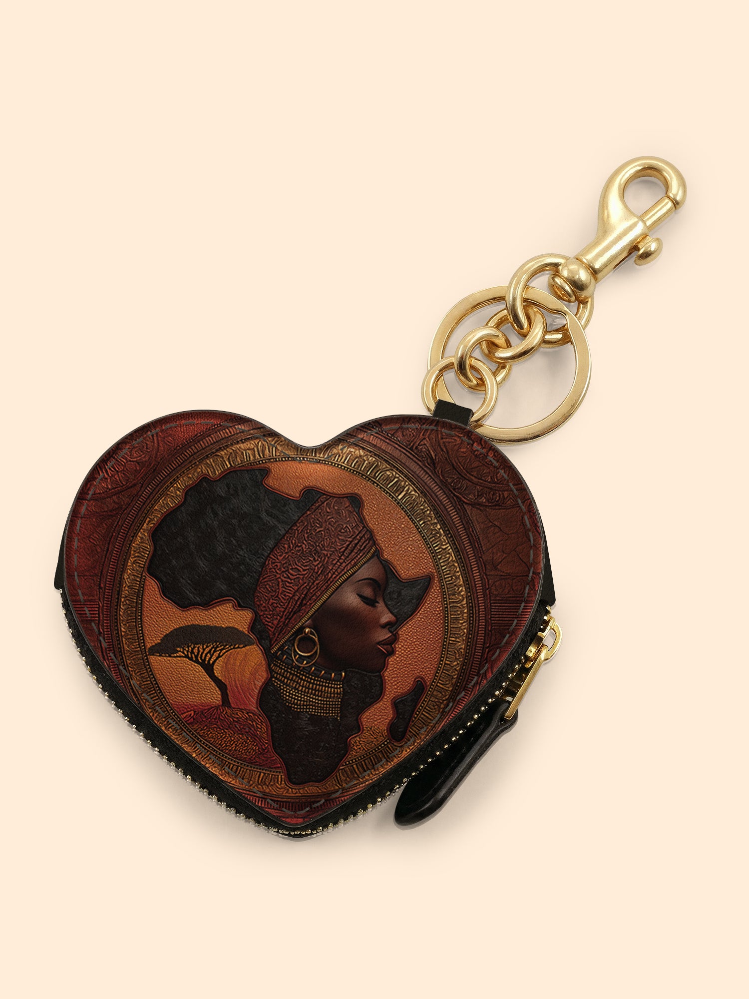 Africa Essence Heart Coin Pouch Bag Charm QR0TD168