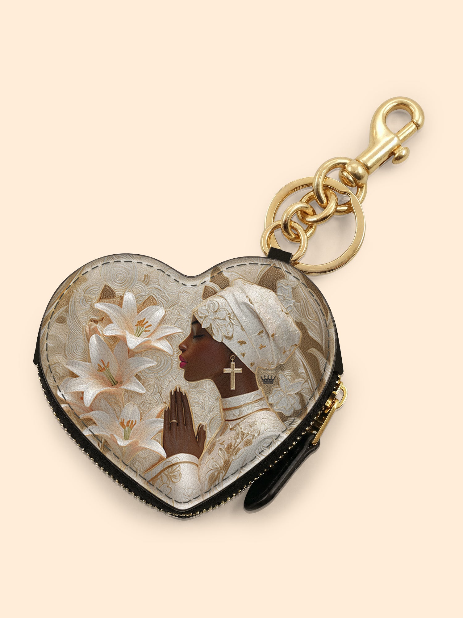 Divine Melanin Heart Coin Pouch Bag Charm QR0TD553