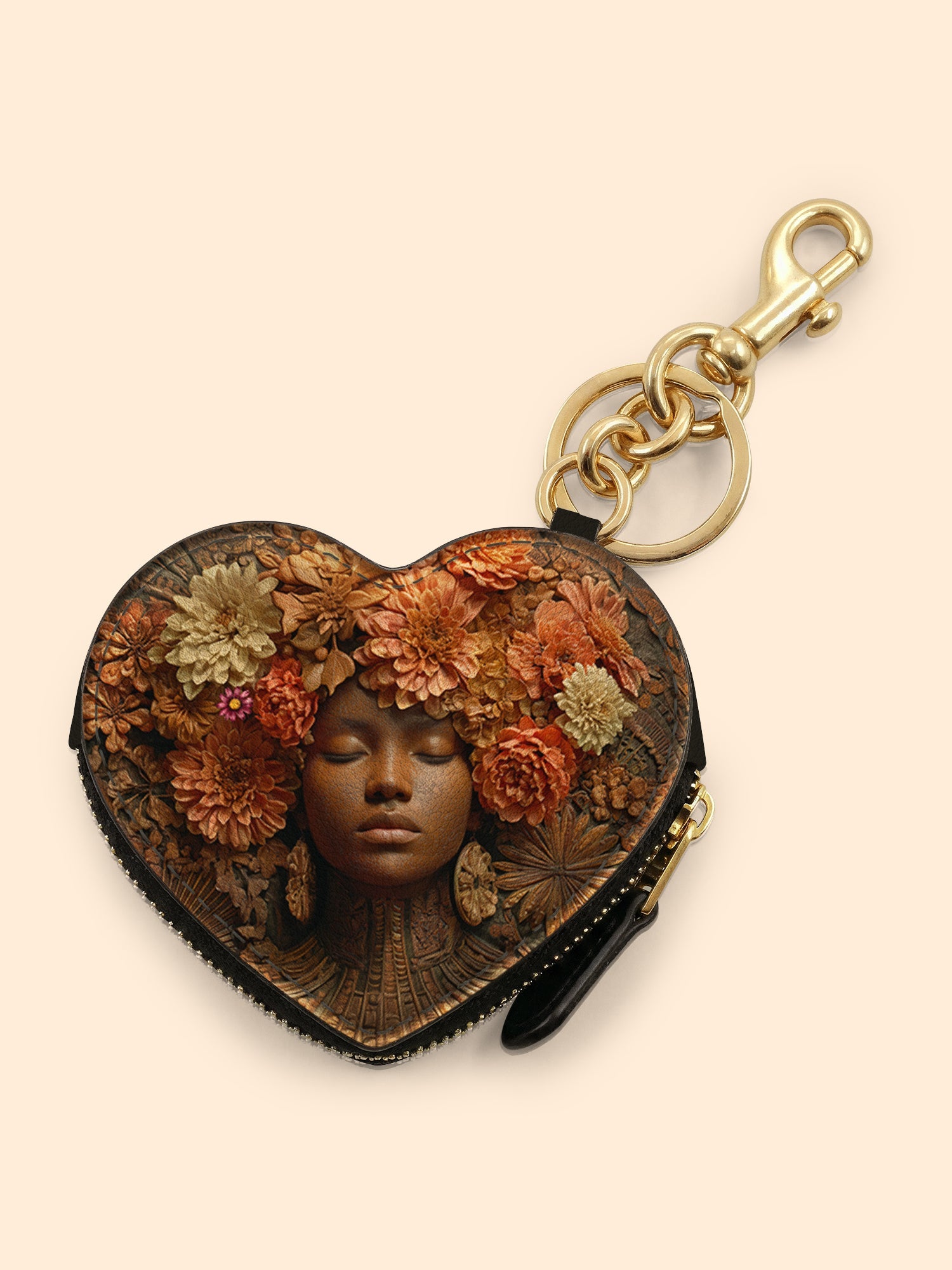 🎁 Afro Flora Heart Coin Pouch Bag Charm QR0TV027 (100% off)
