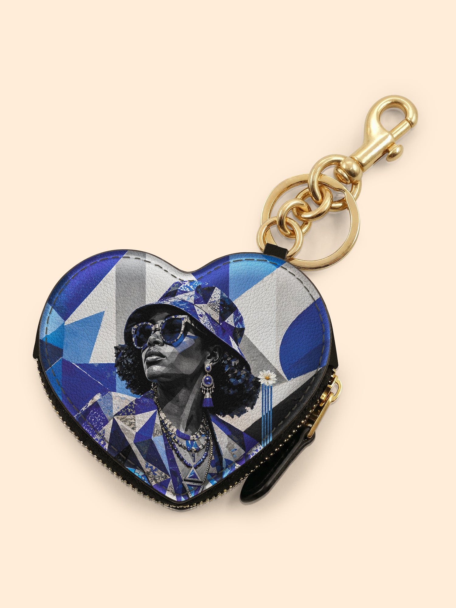 Sapphire Dove Heart Coin Pouch Bag Charm QR0HH214