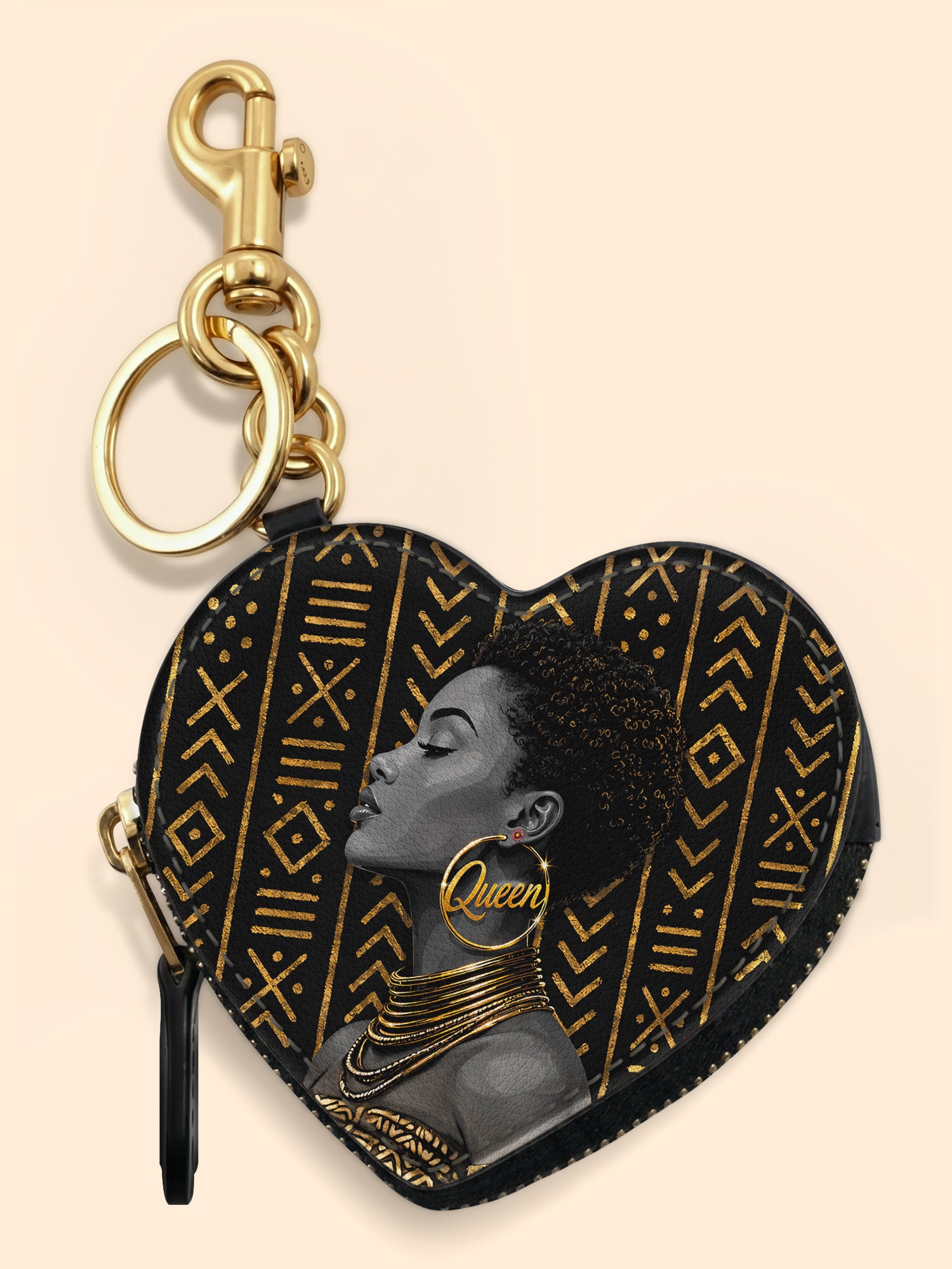 Royal Melanin Heart Coin Pouch Bag Charm QR0TV278