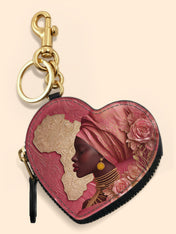 African Blossom Heart Coin Pouch Bag Charm QR0XD538