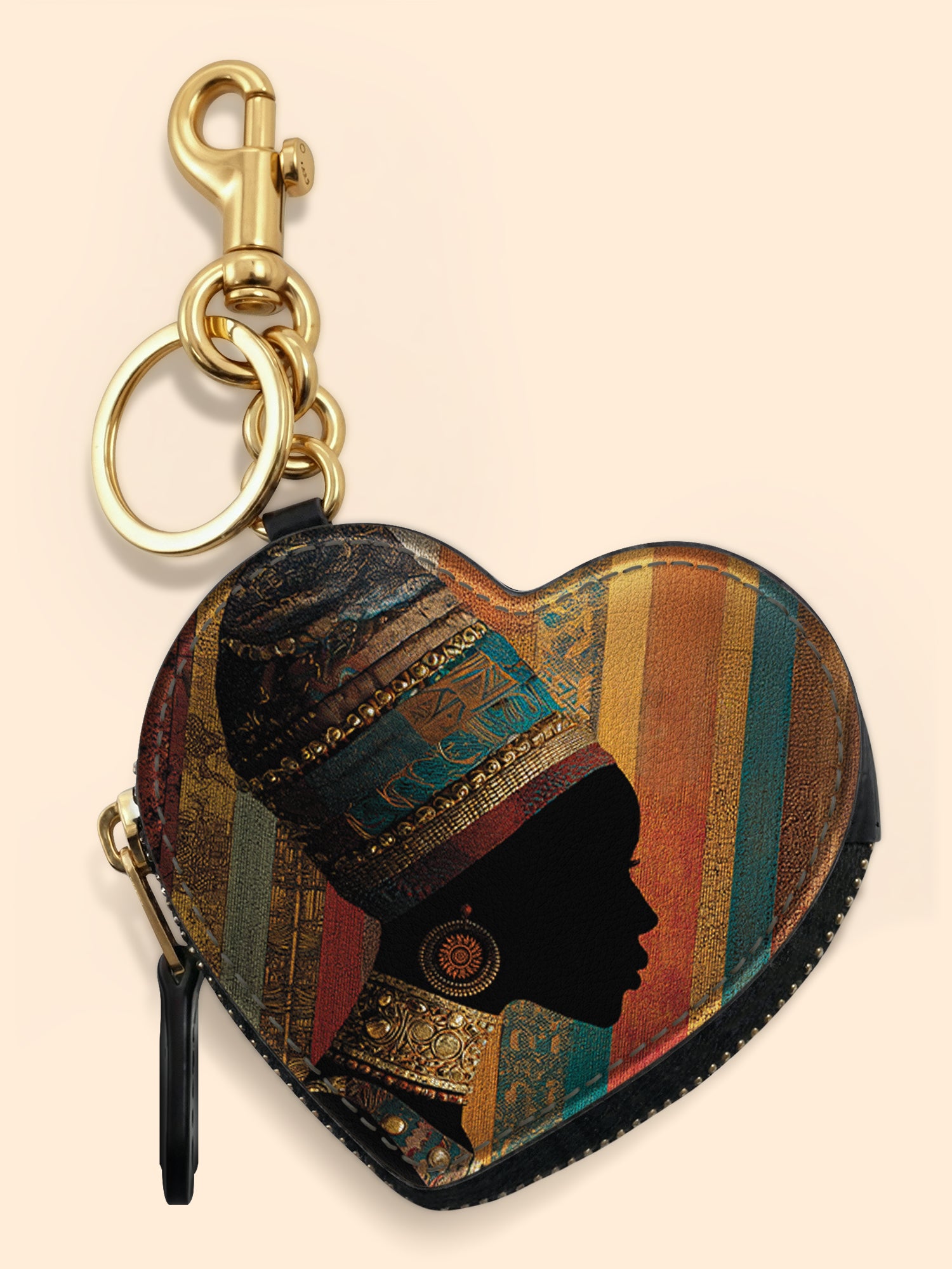 Brown Radiance Heart Coin Pouch Bag Charm QR0TV123
