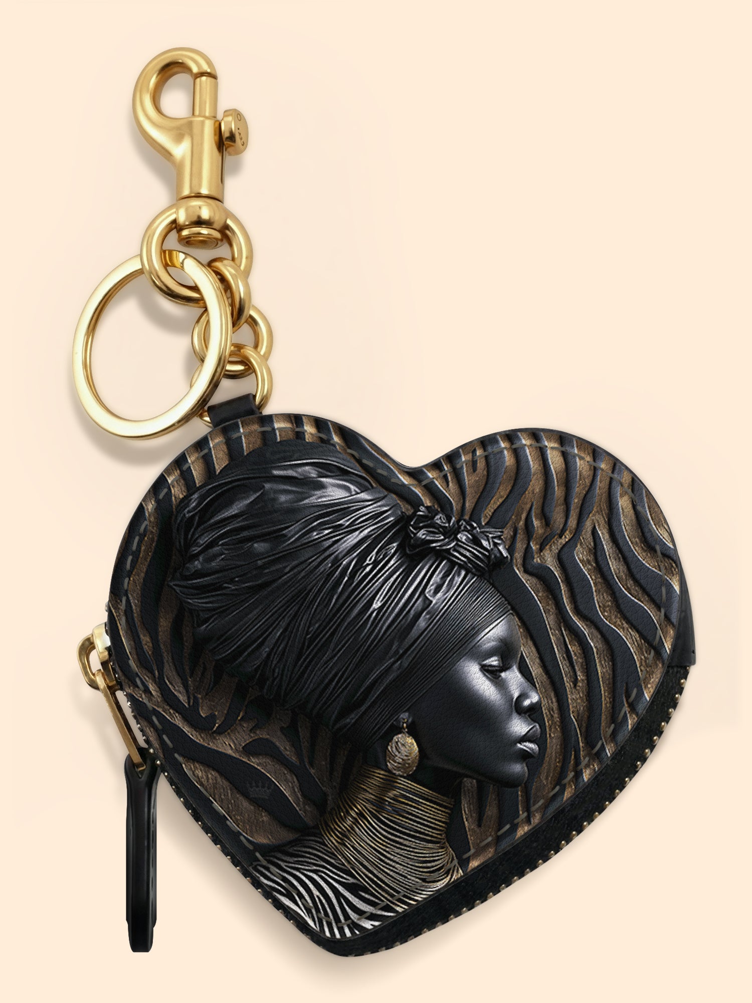 Ebony Whisper Heart Coin Pouch Bag Charm QR0TV125