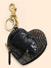 Ebony Whisper Heart Coin Pouch Bag Charm QR0TV125