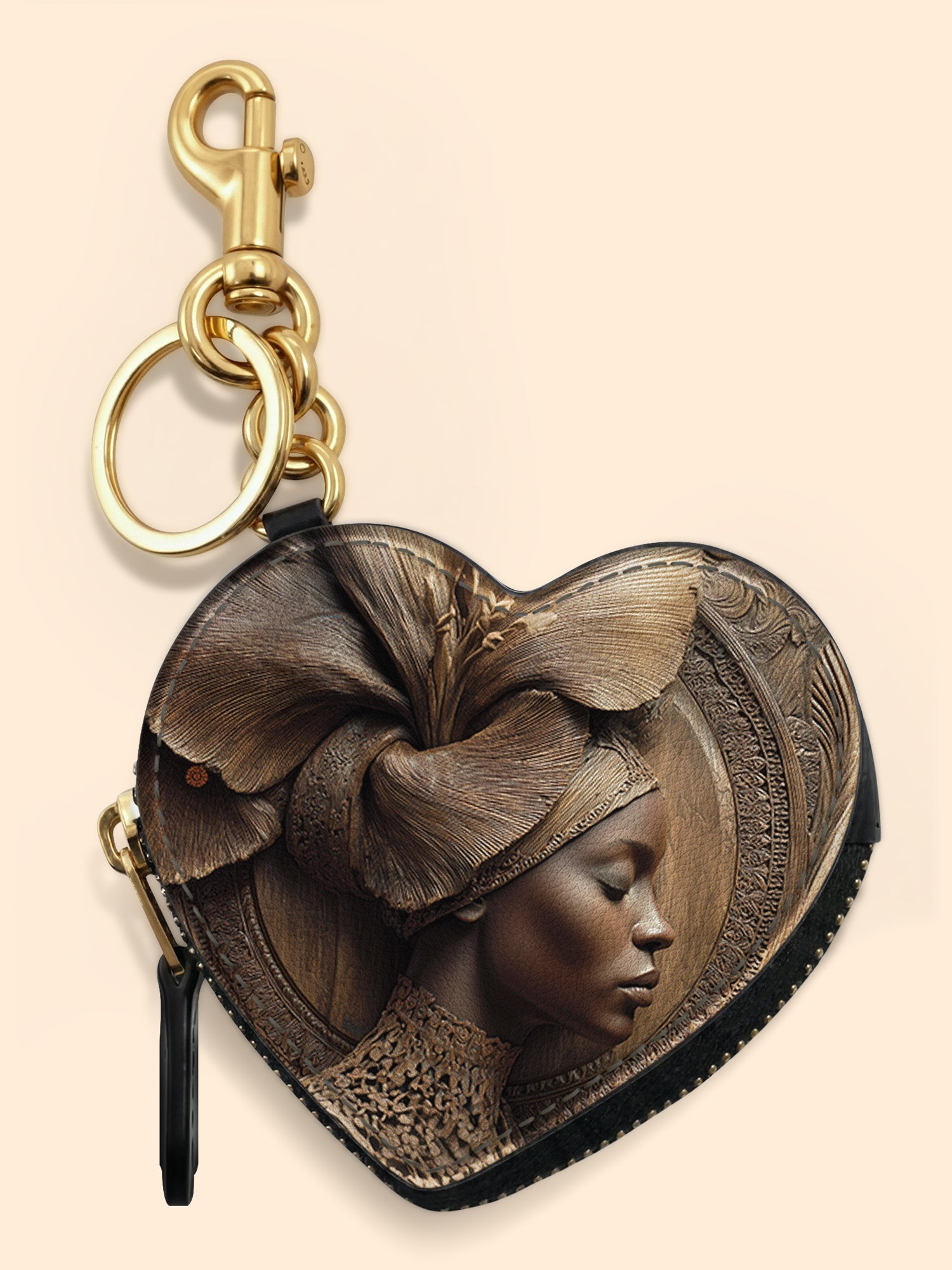 Floral Spirit Heart Coin Pouch Bag Charm QR0TV084