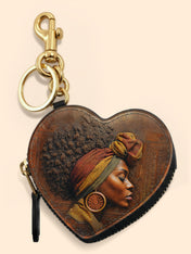 Afro-Elegance Heart Coin Pouch Bag Charm QR0HH022