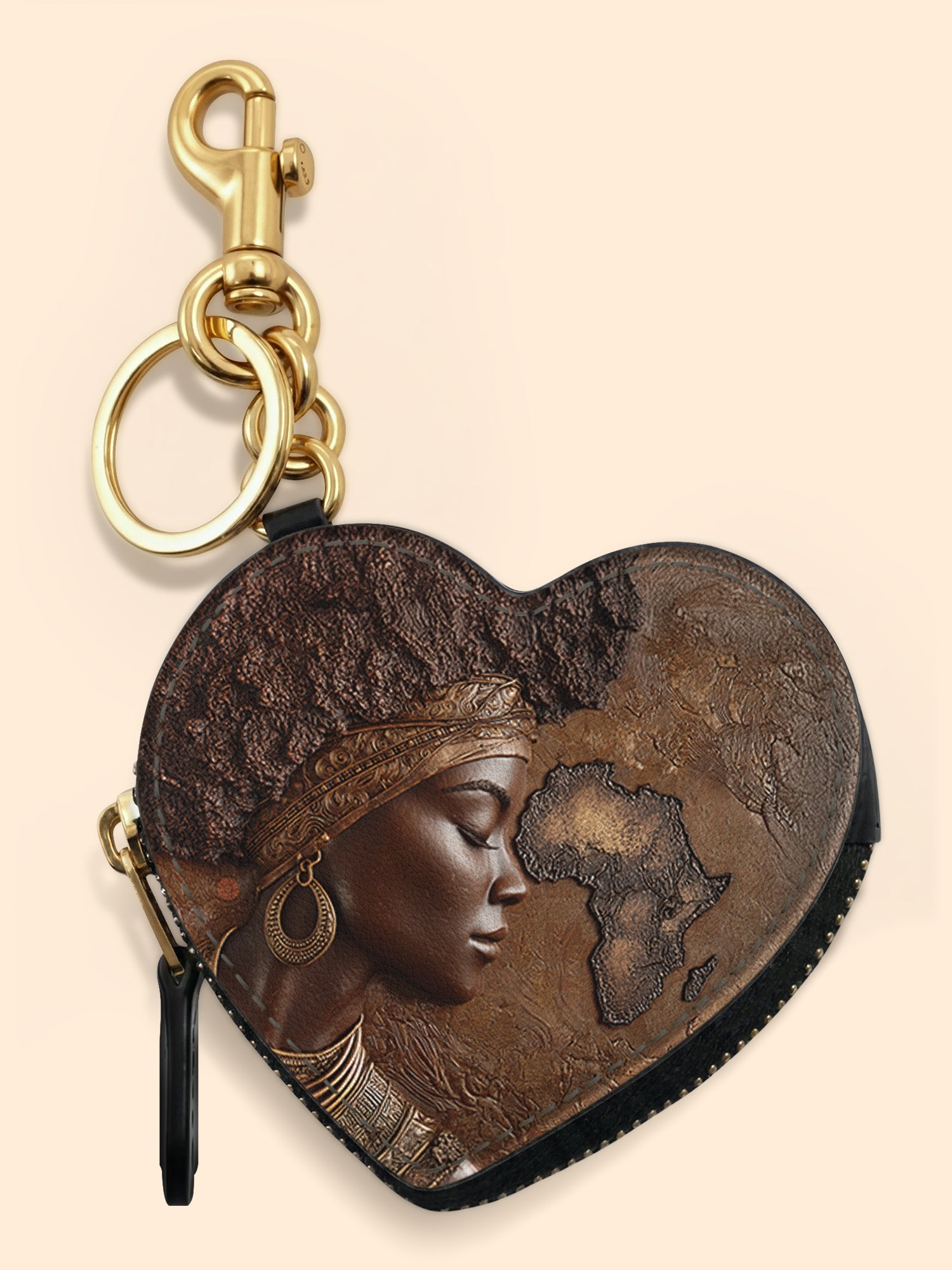African Roots Heart Coin Pouch Bag Charm QR0TD157