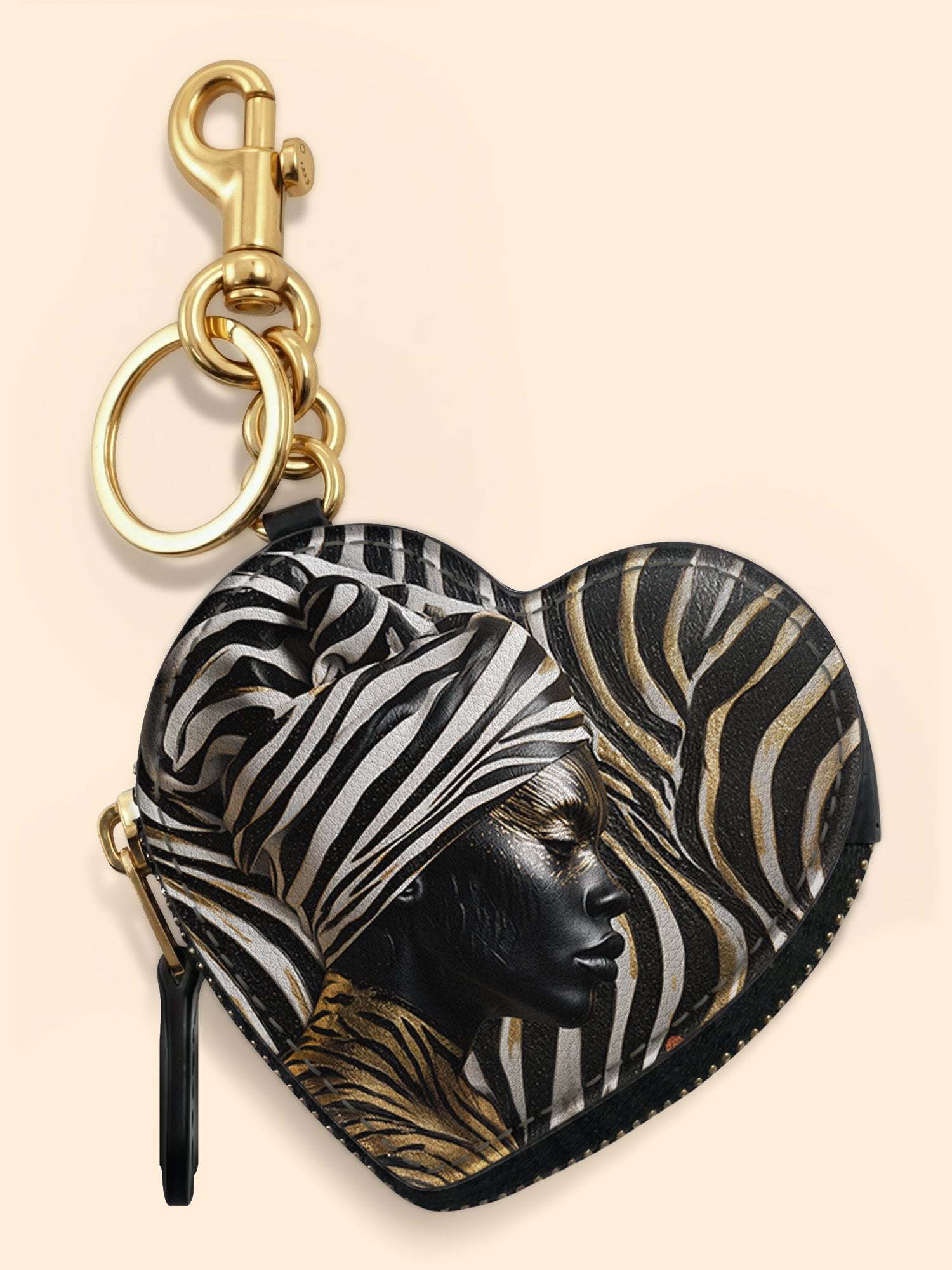 Aardwolf Aura Heart Coin Pouch Bag Charm QR0HH095