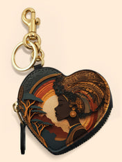 African Queen Essence Heart Coin Pouch Bag Charm QR0TD017