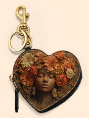 Afro Flora Heart Coin Pouch Bag Charm QR0TV027