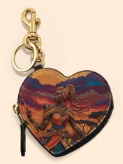 African Warrior Heart Coin Pouch Bag Charm QR0HH059