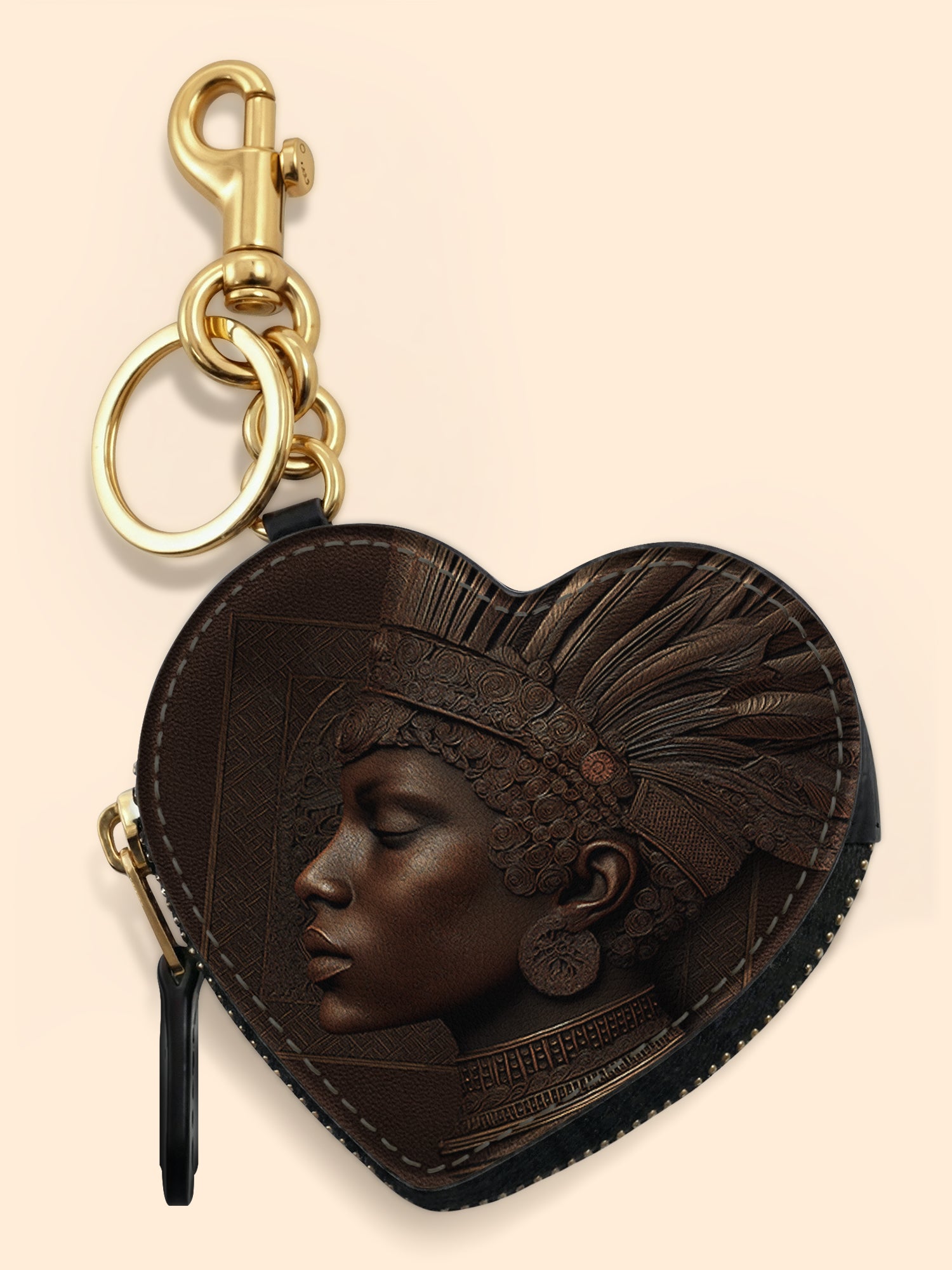 Back To Africa V1 Heart Coin Pouch Bag Charm QR0XD730