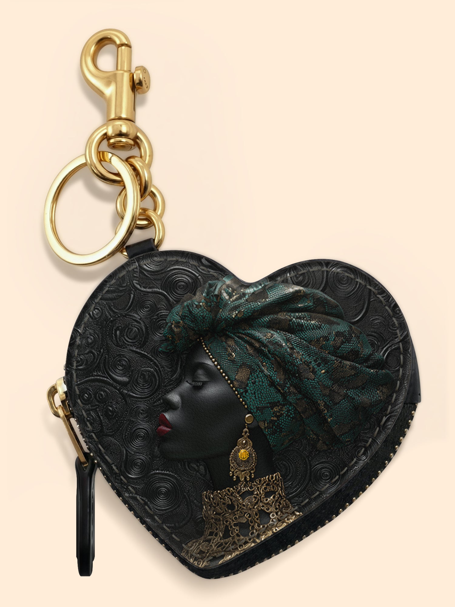 Emerald Grace Heart Coin Pouch Bag Charm QR0XD737