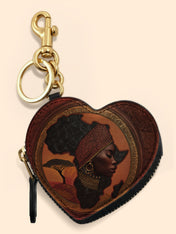 Africa Essence Heart Coin Pouch Bag Charm QR0TD168