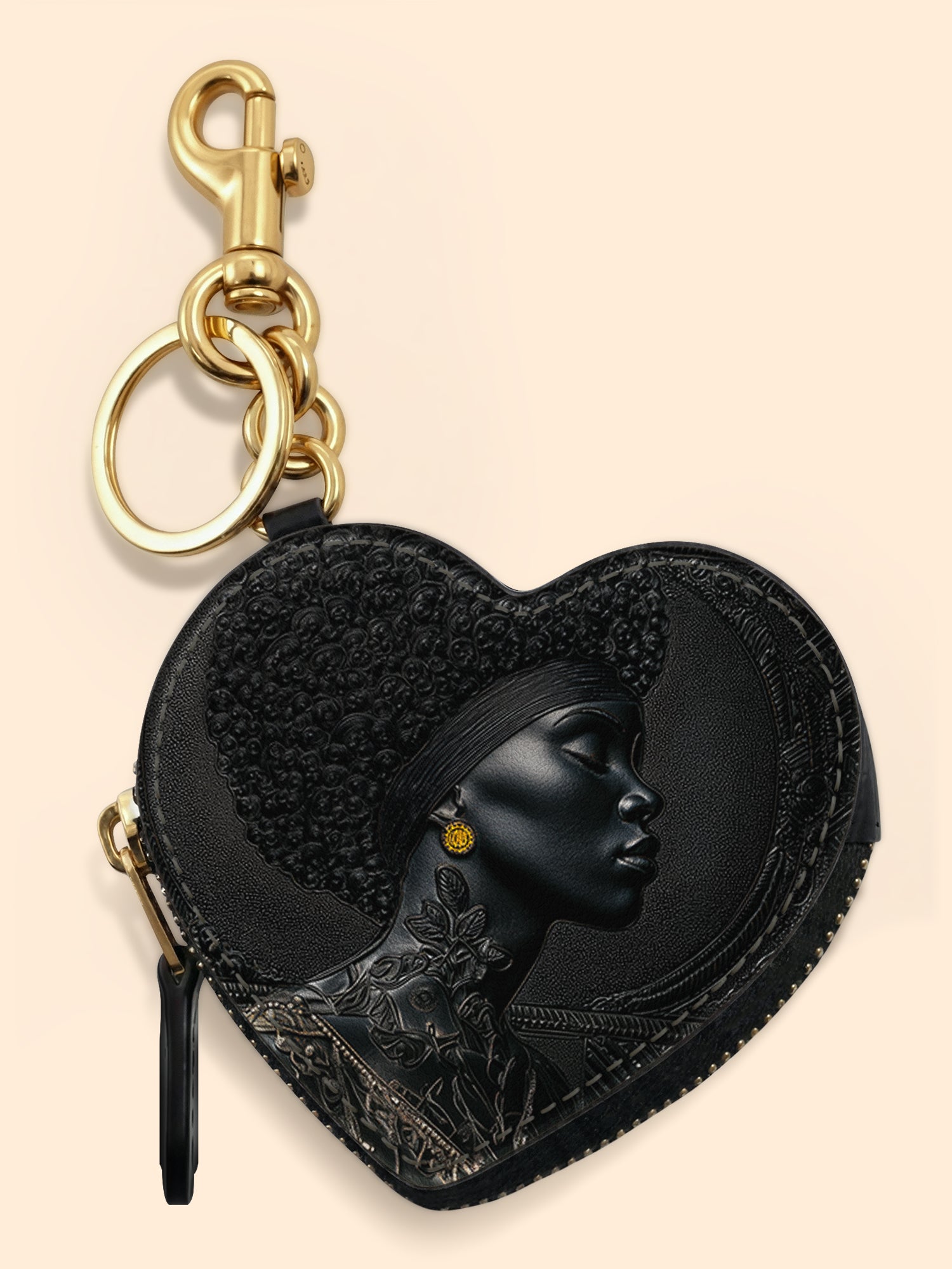Crowned In Onyx Heart Coin Pouch Bag Charm QR0XD119