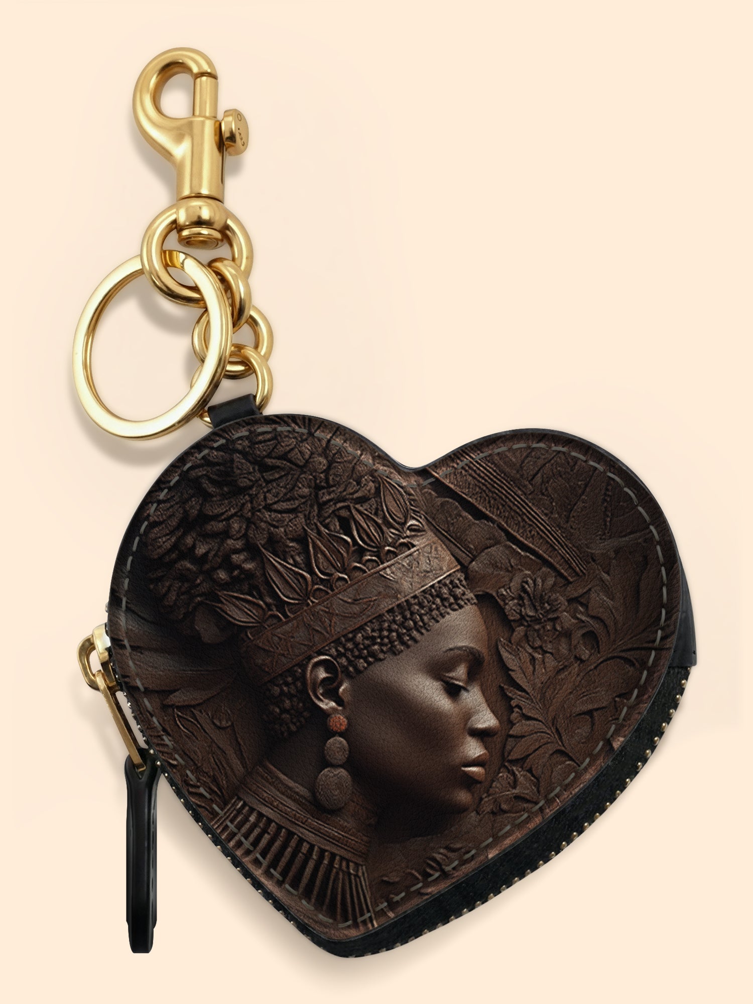 Back To Africa V2 Heart Coin Pouch Bag Charm QR0XD731