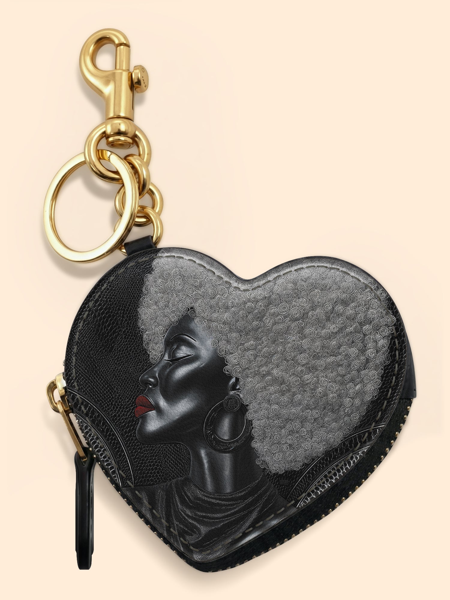 Silver Crown Matriarch Heart Coin Pouch Bag Charm QR0XD1034
