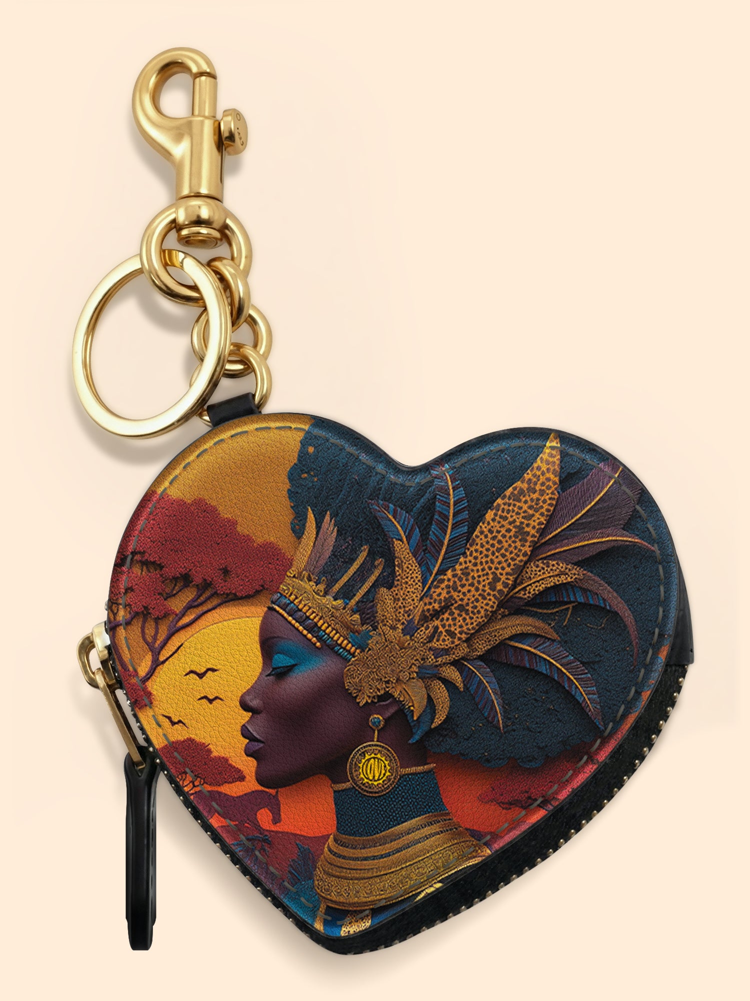 African Aspirations Heart Coin Pouch Bag Charm QR0HH057