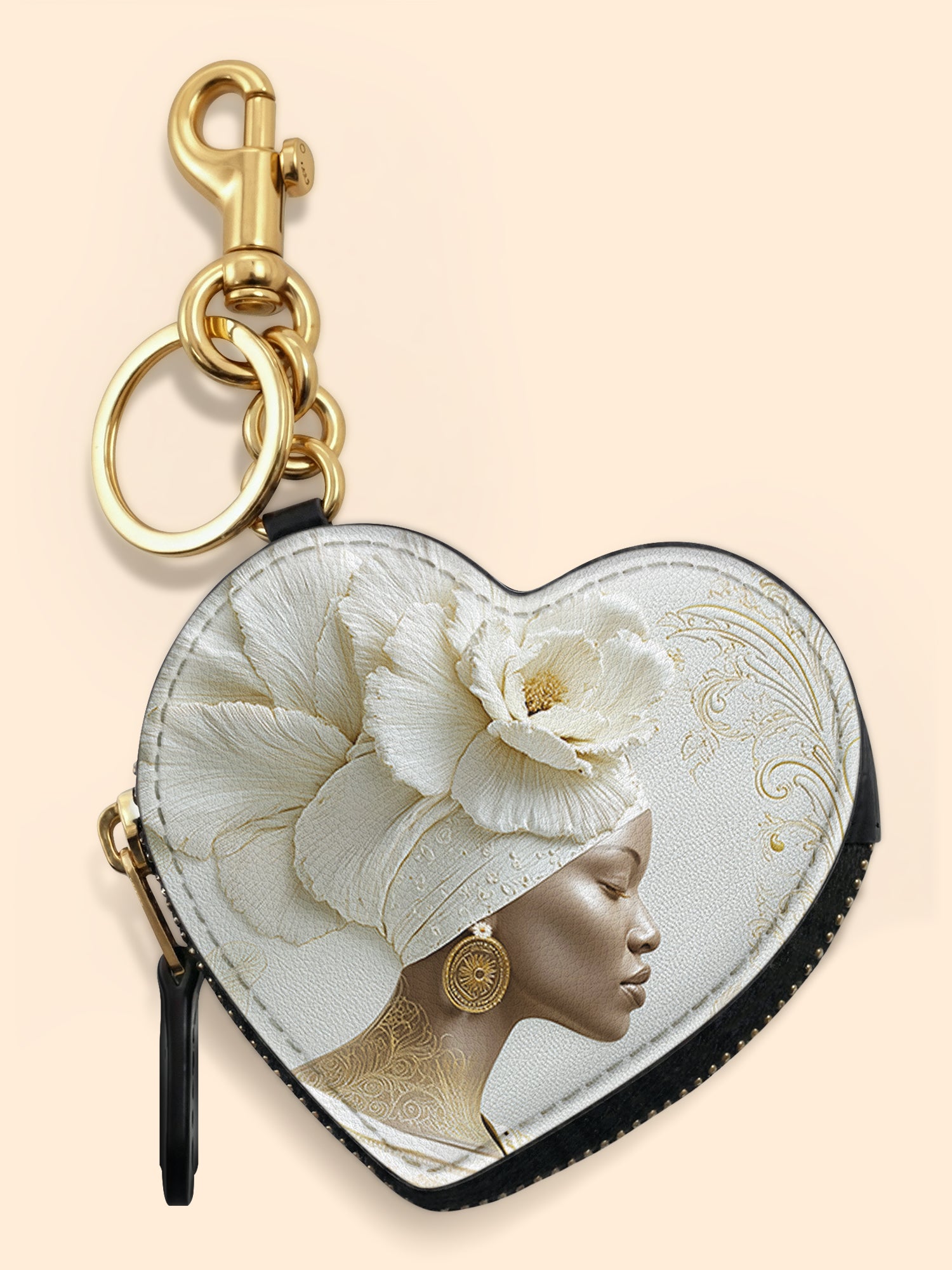 Luminous Bloom Heart Coin Pouch Bag Charm QR0TV121