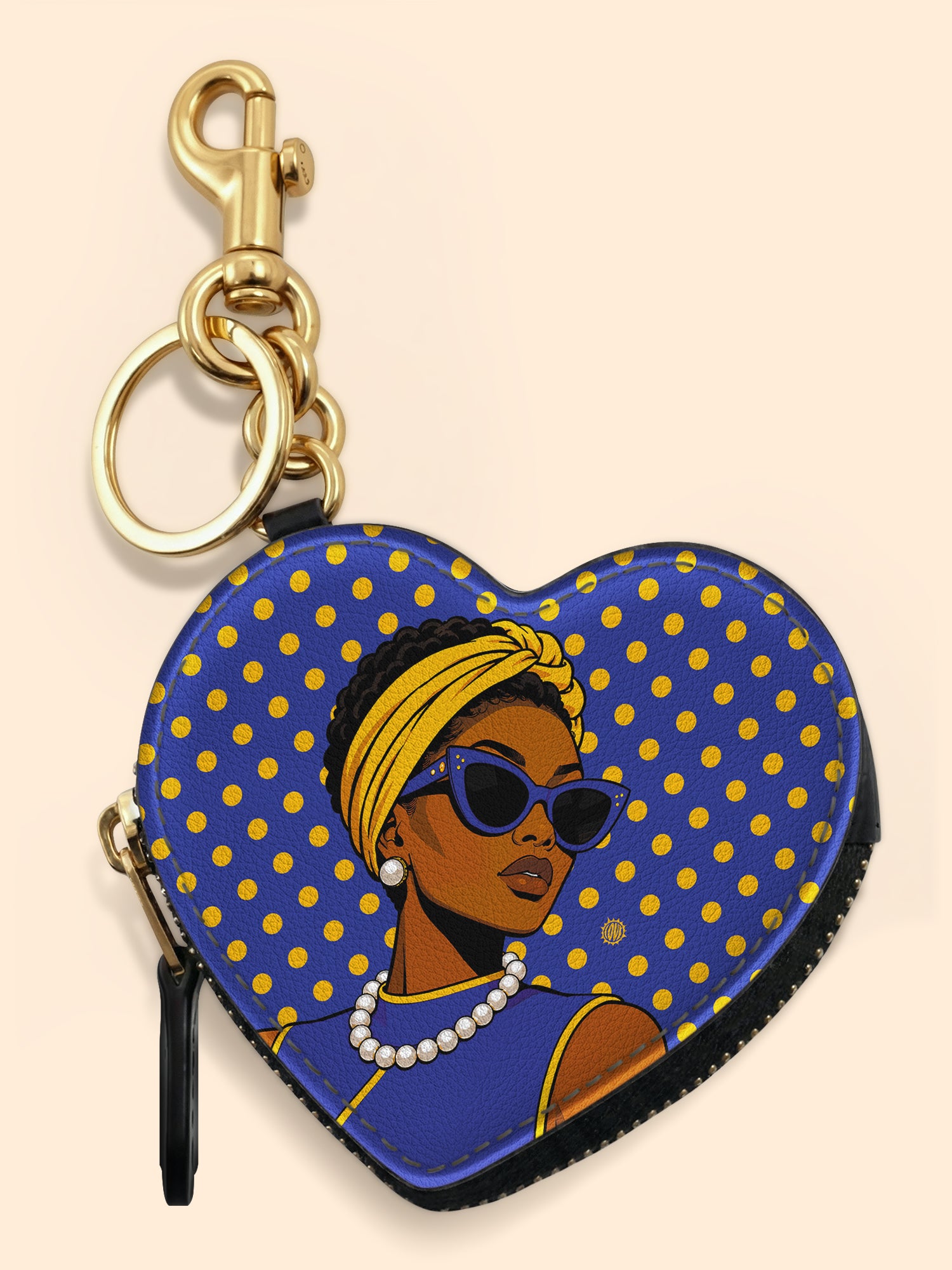 Blue Gold Legacy Heart Coin Pouch Bag Charm QR0TV286