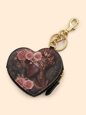 African Allure Heart Coin Pouch Bag Charm QR0XD531