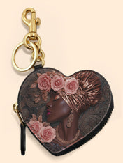 African Allure Heart Coin Pouch Bag Charm QR0XD531