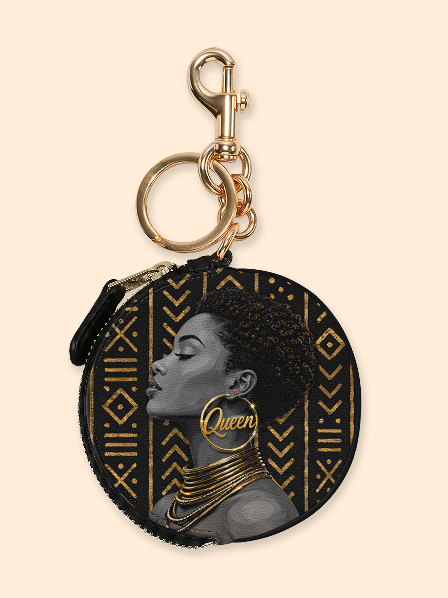 🎁 Royal Melanin Circular Coin Pouch Bag Charm QR0TV278 (100% off)