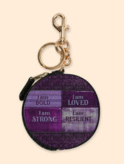 Purple Affirmations Circular Coin Pouch Bag Charm QR0XD1048