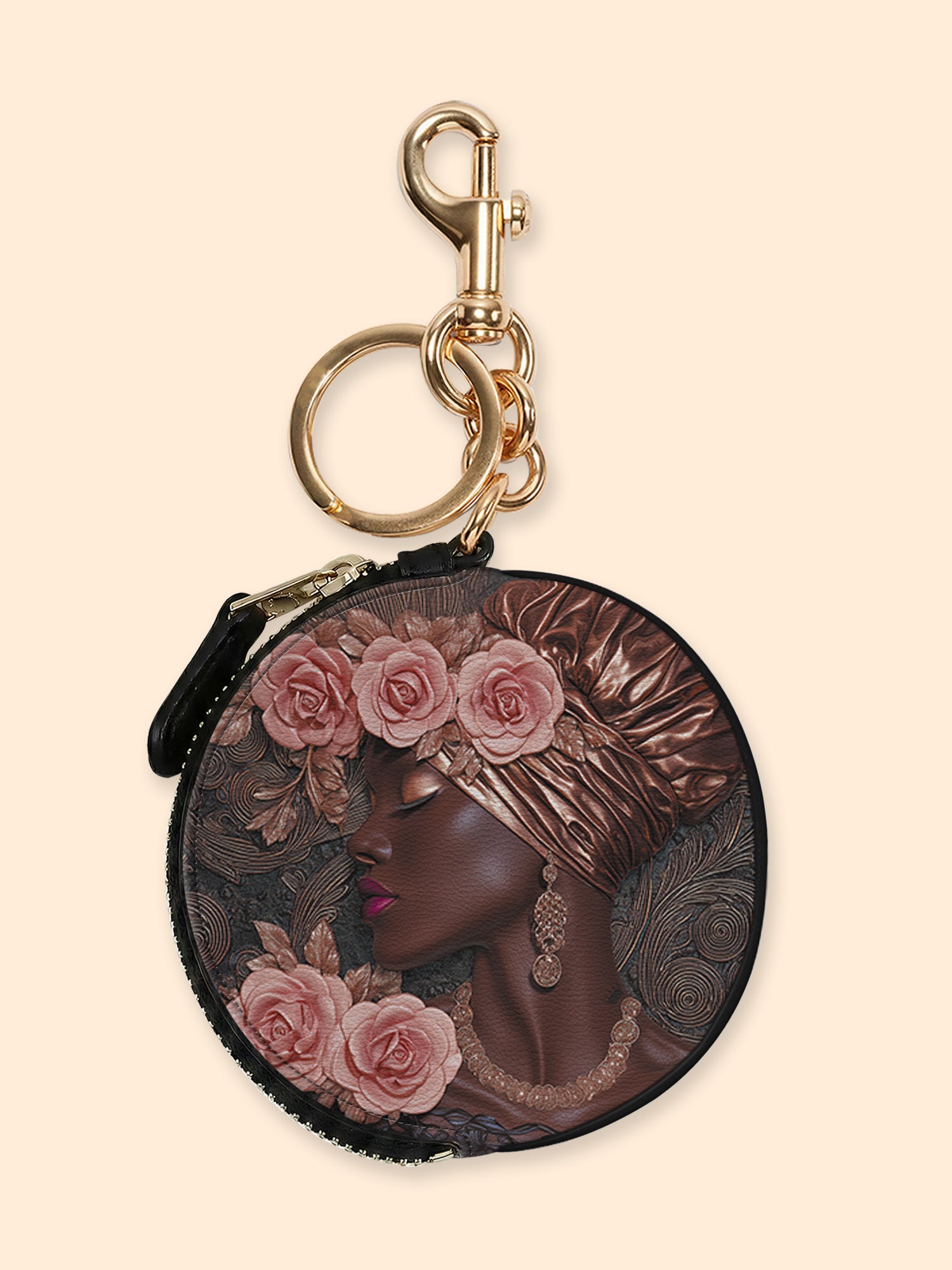 African Allure Circular Coin Pouch Bag Charm QR0XD531