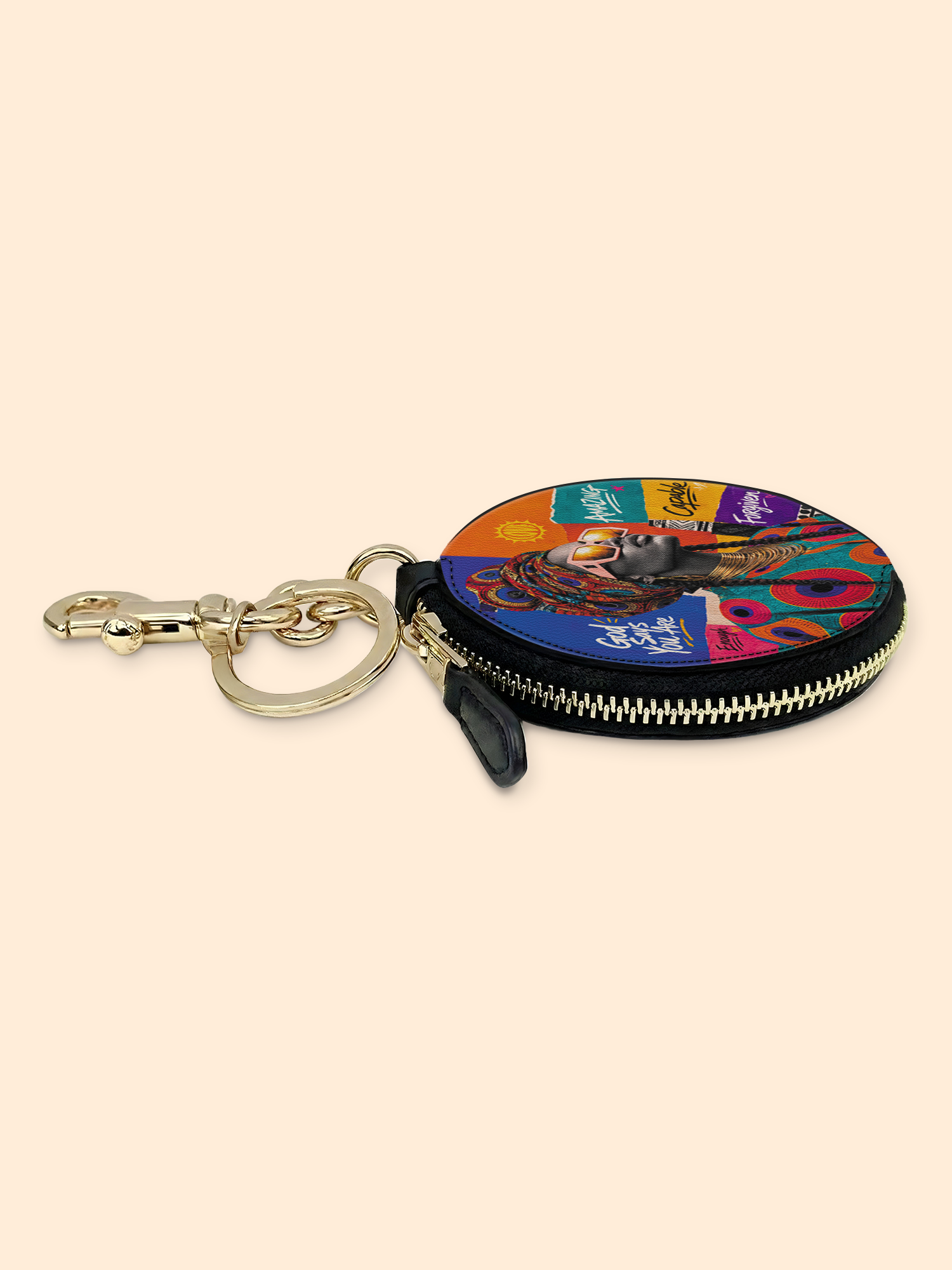 Boldly Blessed Circular Coin Pouch Bag Charm QR0TV275