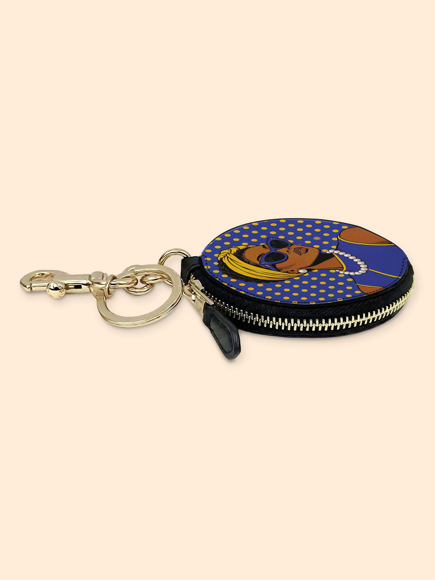 Blue Gold Legacy Circular Coin Pouch Bag Charm QR0TV286