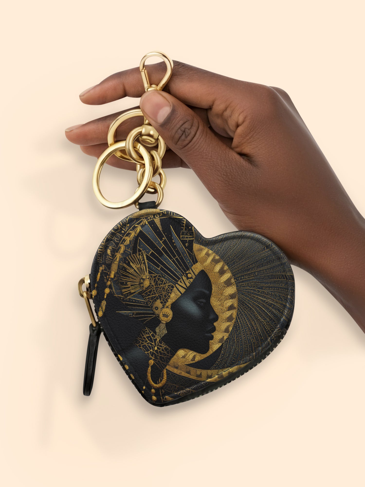 Ebon Halo Heart Coin Pouch Bag Charm QR0XD079