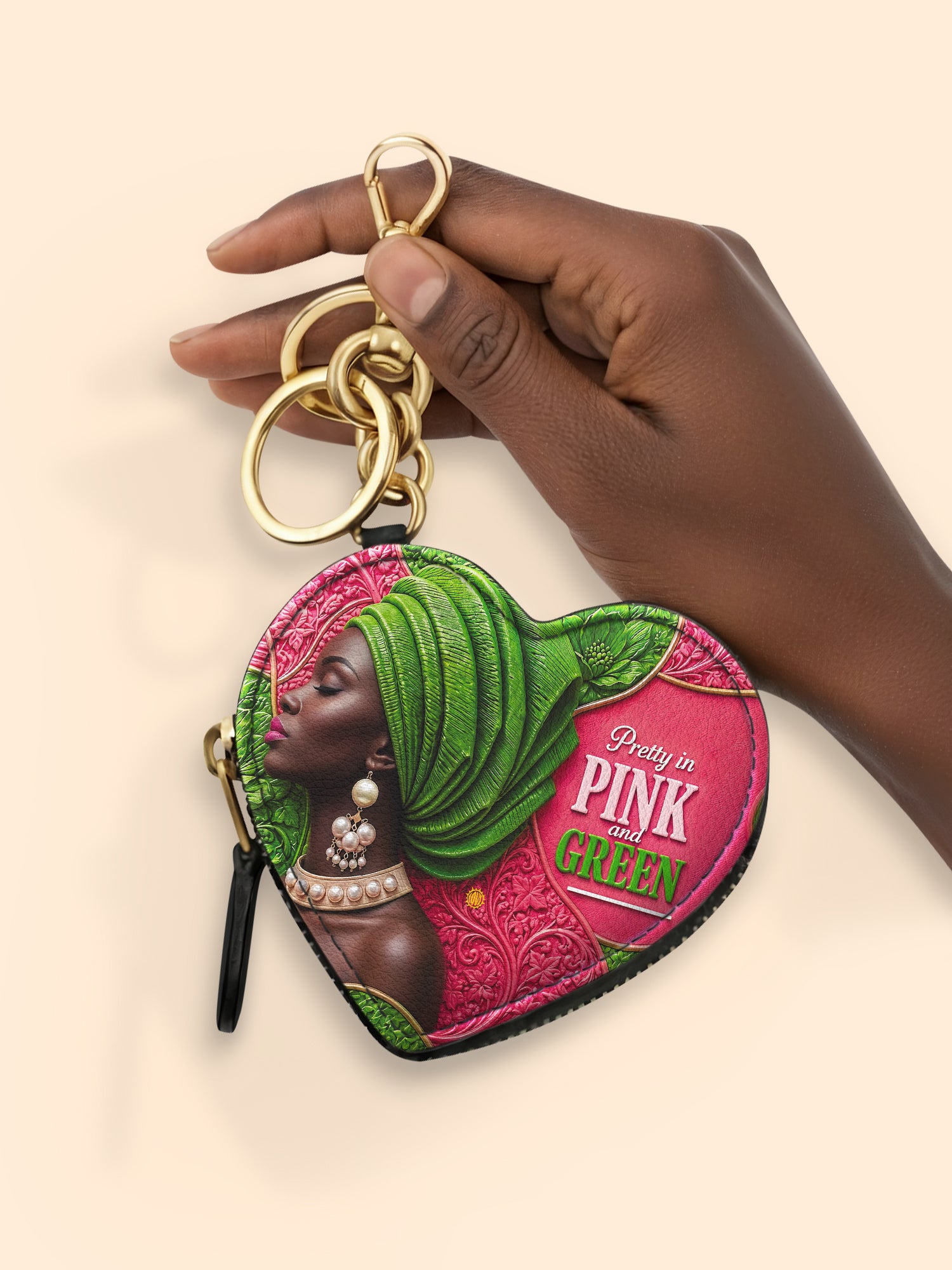 Divine Green Heart Coin Pouch Bag Charm QR0TD705