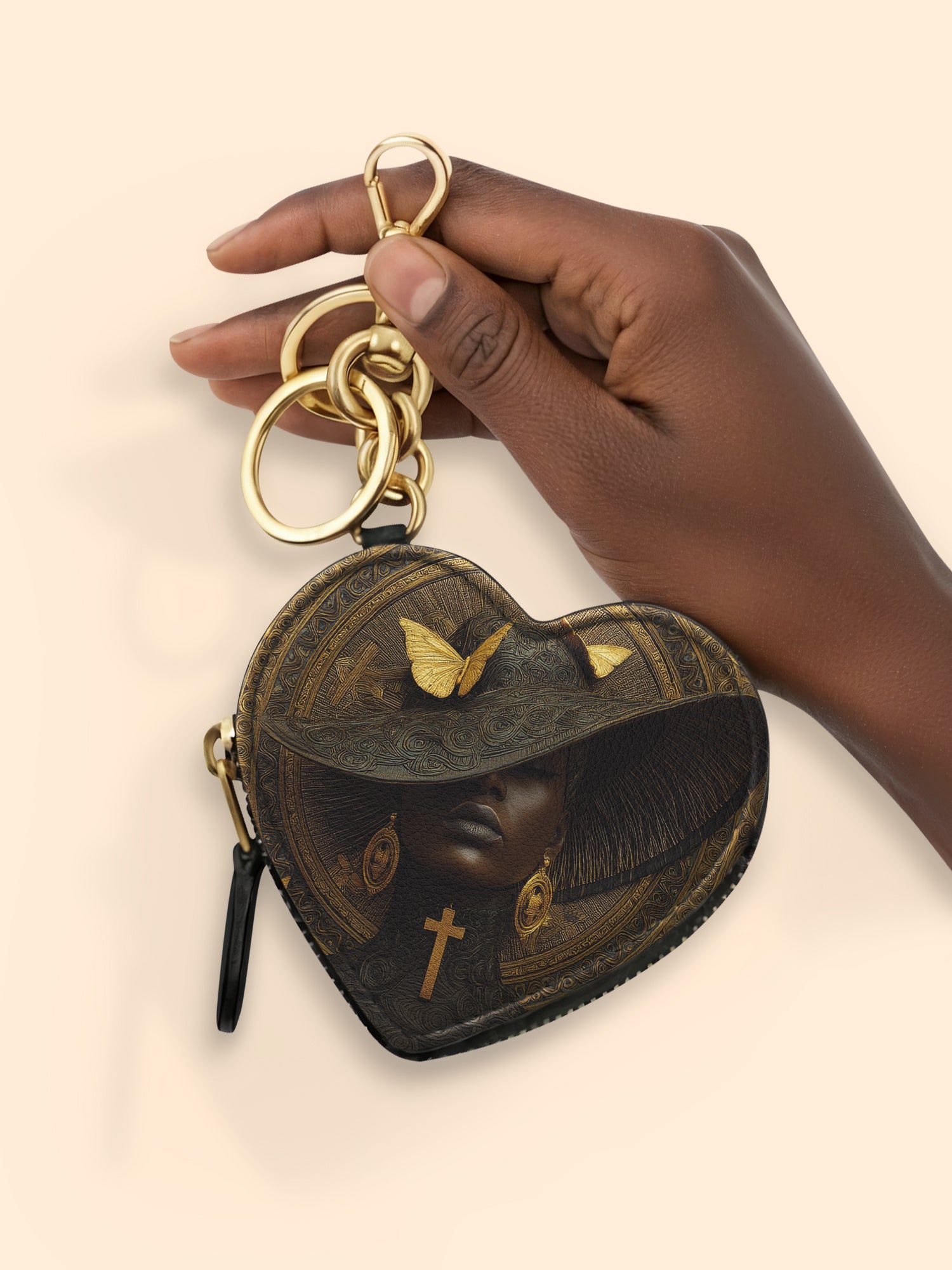 Ancestral Hymn Heart Coin Pouch Bag Charm QR0XD683