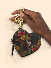 Floral Grace Heart Coin Pouch Bag Charm QR0XD184