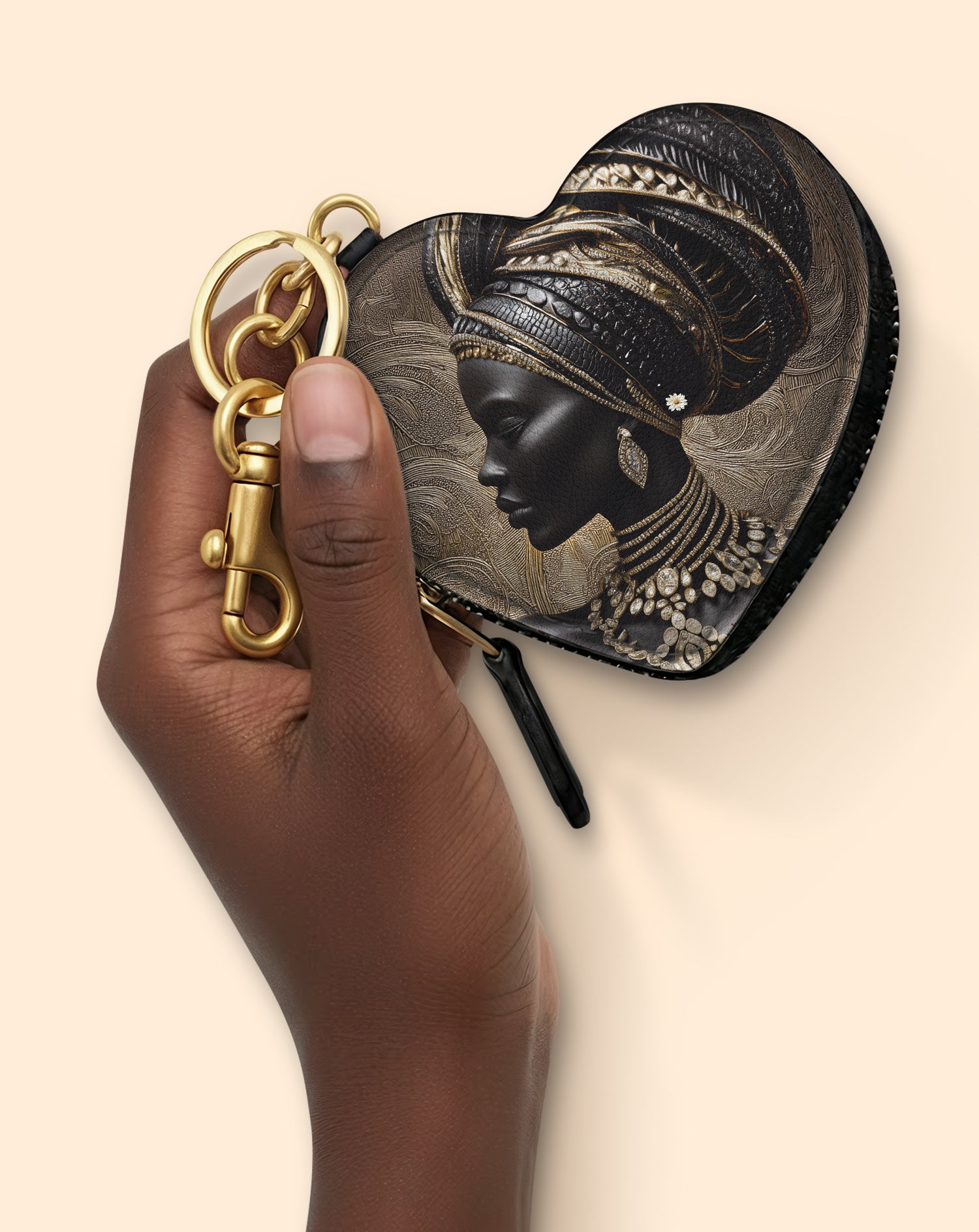 Althea Gold Heart Coin Pouch Bag Charm QR0XD567