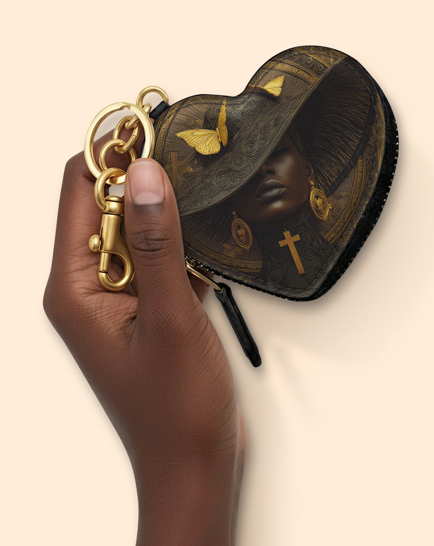 Ancestral Hymn Heart Coin Pouch Bag Charm QR0XD683