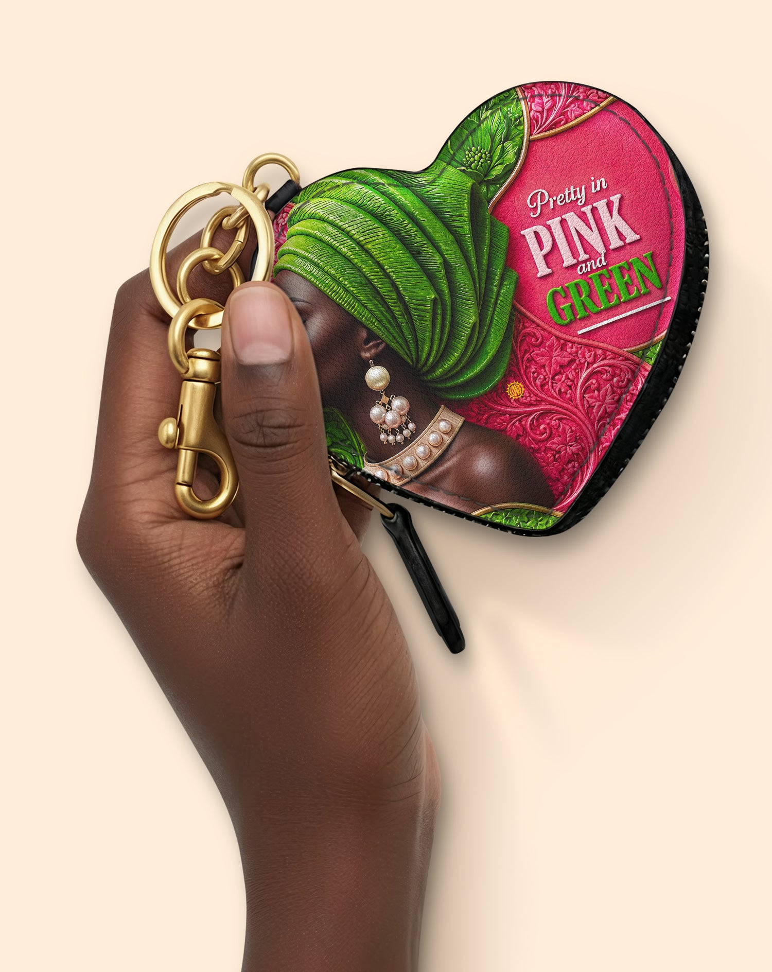 Divine Green Heart Coin Pouch Bag Charm QR0TD705