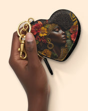 Floral Grace Heart Coin Pouch Bag Charm QR0XD184