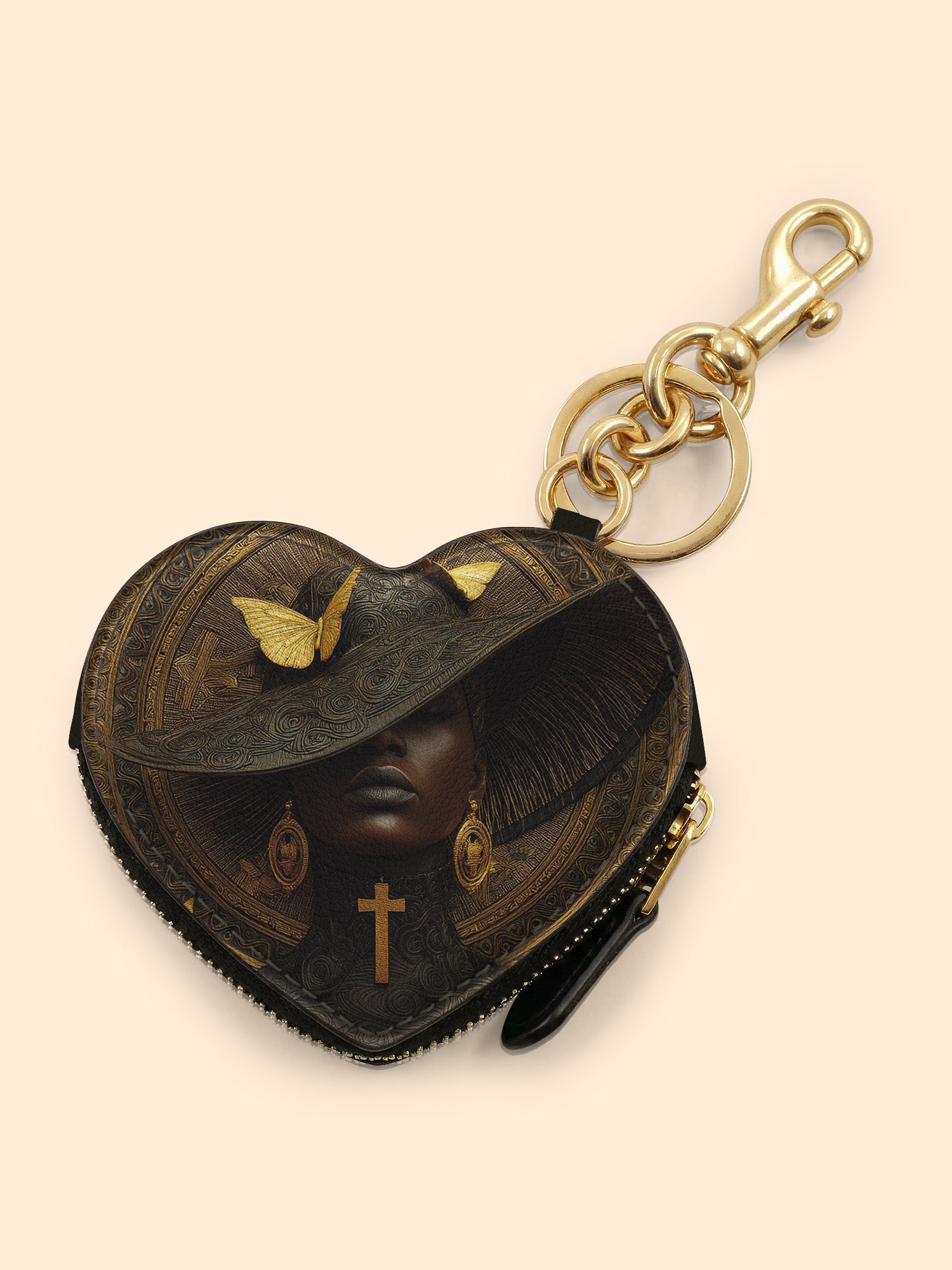 Ancestral Hymn Heart Coin Pouch Bag Charm QR0XD683